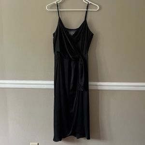 Anthropologie black satin dress